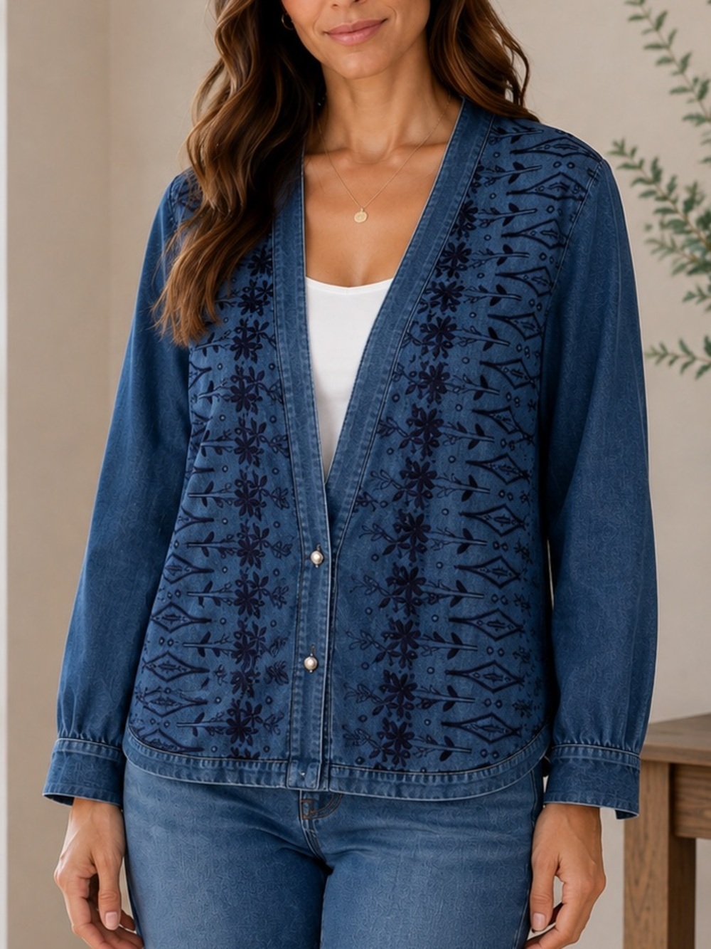 Vintage‎ Three Flaggs California Blue Embroidered Jacket